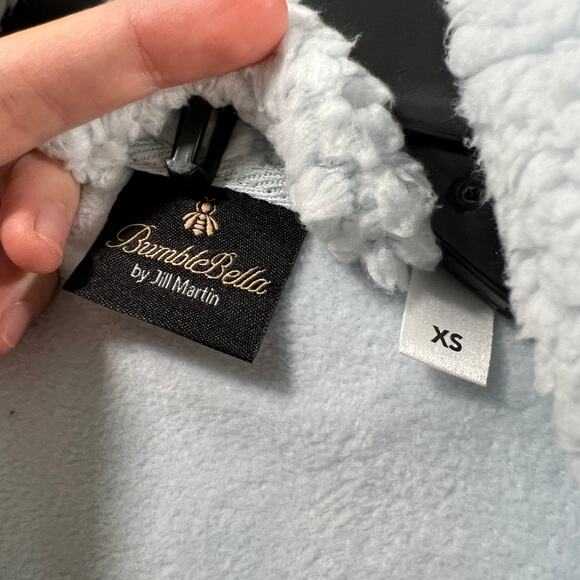 BumbleBella by Jill Martin Sherpa Shawl Collar Long Vest Baby Blue, X-Small - Picture 7 of 11